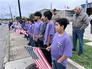 students with flags