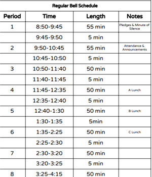 JHS Bell Schedule